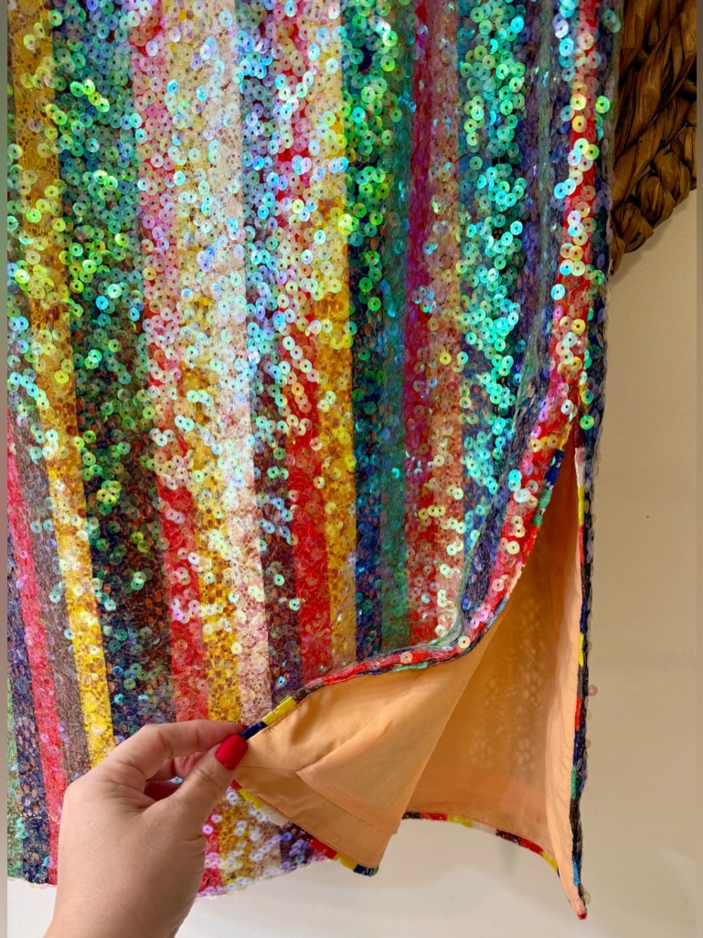 Anthropologie Maeve Sequined Palette Midi Skirt Pink Size 10 - Picture 7 of 14